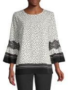 Karl Lagerfeld Paris Dotted Lace-sleeve Top