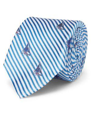 Lauren Ralph Lauren Sailboat Seersucker Silk Tie