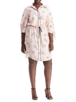 Lauren Ralph Lauren Plus Floral Crepe Drawstring Shirtdress