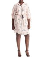 Lauren Ralph Lauren Plus Floral Crepe Drawstring Shirtdress