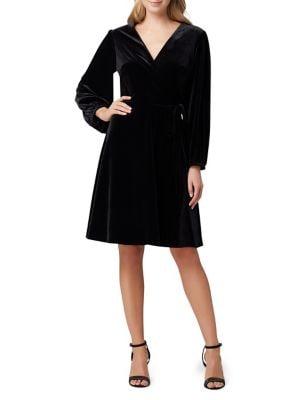 Tahari Arthur S. Levine Long-sleeve Velvet Wrap Dress