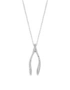 Morris & David Diamond And 14k White Gold Wishbone Pendant Necklace, 0.21 Tcw
