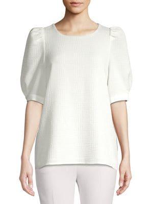 Calvin Klein Textured Puffed-sleeve Top