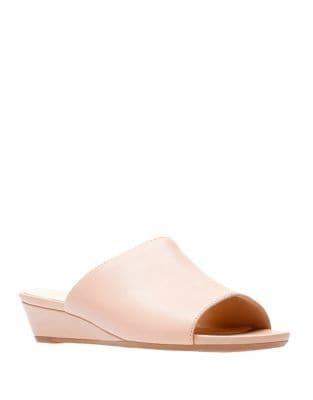 Clarks Parram Waltz Leather Wedge Slides