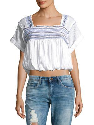 Free People Skies Squareneck Woven Blouse