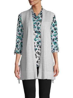 Jones New York Textured Open-front Cotton Cardigan