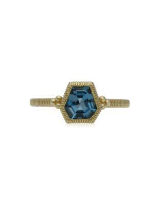 Ripka Boca Kite Shape London Blue Topaz And 14k Yellow Gold Stack Ring