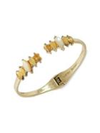 Lucky Brand Goldtone, Mother Of Pearl And Epoxy Stone Hinge Cuff Bracelet