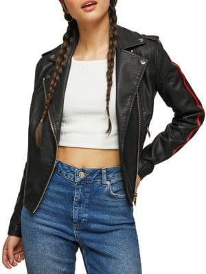 Miss Selfridge Side Striped Biker Jacket