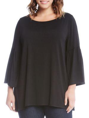 Karen Kane Plus Bell-sleeve Side-slit Top