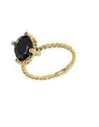 Effy 14kt Yellow Gold And Onyx Ring With Diamond Accents