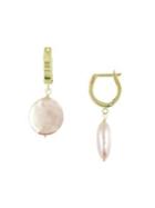 Sonatina 14k Yellow Gold & 11mm-12mm Pink Coin Pearl Drop Earrings