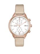 Citizen Chandler Stainless Steel And Leather Chronograph Strap Watch