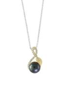 Effy 9mm Black Pearl, Diamond And 14k Yellow Gold Pendant Necklace