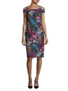 Nicole Miller New York Abstract Print Cold-shoulder Dress