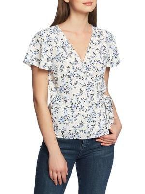 1.state Floral-print Wrap Top