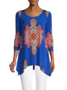 Context Printed Three-quarter Sleeve Top