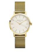 Rosefield Tribeca White Dial Battery Powered Analog Stainless Steel Mesh Bracelet Watch