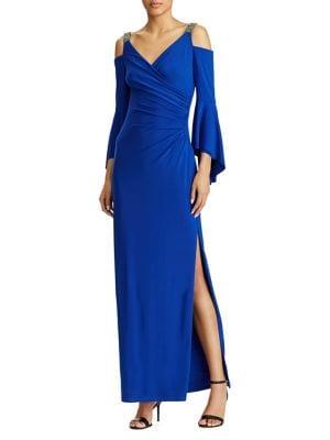 Lauren Ralph Lauren Cold-shoulder Evening Gown