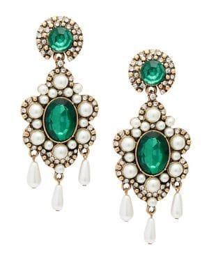 Design Lab Goldtone And Glass Stone Floral Chandelier Earrings