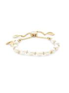 Nadri 18k Goldplated & 5.5-6mm White Rice Pearl Pull-thru Bracelet