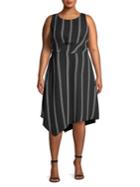 Rachel Rachel Roy Plus Rina Striped Asymmetric Dress