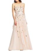 Aidan By Aidan Mattox Embellished Strapless Tulle Gown