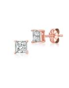 Crislu Classic Solitaire Crystal And Sterling Silver Brilliant Stud Earrings
