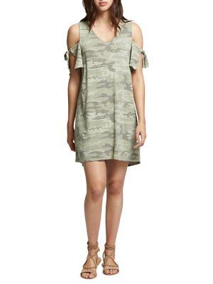 Sanctuary Lakeside Camouflage Cold-shoulder Cotton Dress