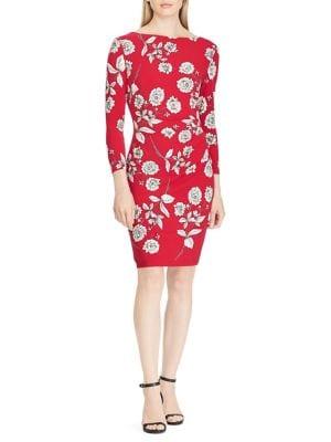 Lauren Ralph Lauren Petite Printed Jersey Sheath Cocktail Dress