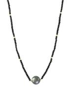 Effy 14k Yellow Gold, Black Spinel And 10mm Black Tahitian Pearl Pendant Necklace