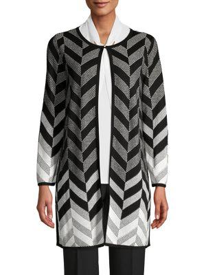 Kasper Herringbone-print Cotton-blend Cardigan