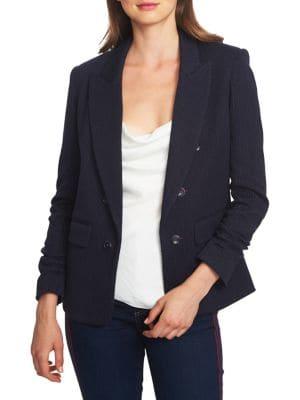 1.state Ruched Sleeve Pinstripe Blazer