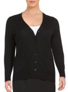 Lord & Taylor Plus Button-front Merino Wool Cardigan