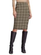 Lauren Ralph Lauren Button-trim Glen Plaid Skirt
