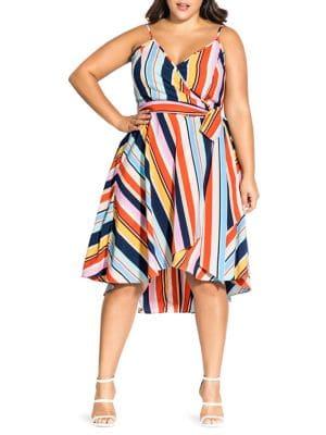 City Chic Plus Freedom Stripe Dress