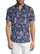 Michael Kors Short Sleeve Printed Button Front Shirt