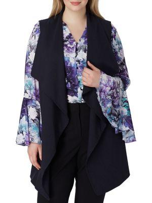 Tahari Arthur S. Levine Plus Drape-front Pinstripe Vest