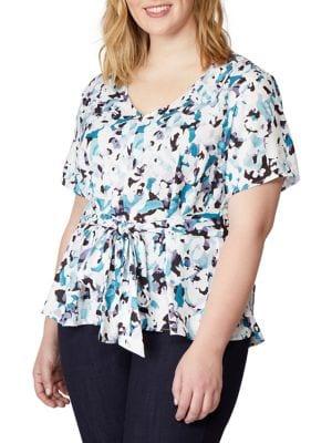 Rebel Wilson X Angels Plus Floral Tie-front Top