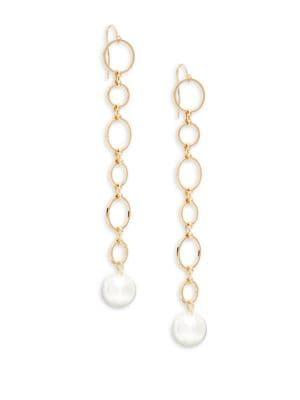 Design Lab Faux Pearl Circle Linear Drop Earrings
