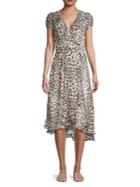 Gabby Skye Leopard-print Ruffle Faux-wrap Dress