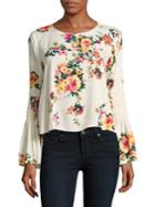 Design Lab Lord & Taylor Textured Floral Blouse
