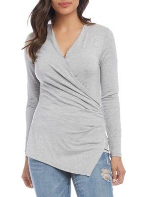 Karen Kane Long-sleeve Asymmetrical Wrap Top