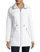 Karl Lagerfeld Paris Quilted Hooded Mid Length Coat