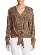 C & C California Animal-print Tie-front Top