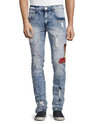 Reason Slim-fit Snake Distressed Jeans