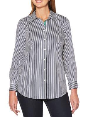 Rafaella Striped Cotton Button-down Shirt