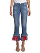 Blank Nyc Contrast Flounce-hem Jeans
