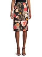 Lord & Taylor Floral Stretch-cotton Midi Pencil Skirt
