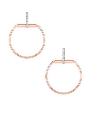 Roberto Coin Classic Parisienne Medium Circle Diamond, 18k White Gold And 18k Rose Gold Earrings